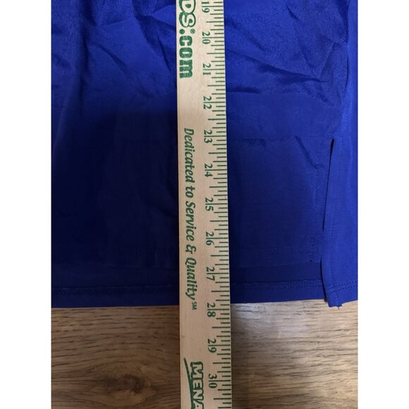 Worthington Women Size Medium V Neck Short Sleeve Blouse Blue Polyester Stretch - Picture 4 of 9